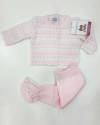 Conjunto polaina hilo rosa blanco