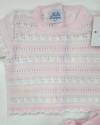 Conjunto polaina hilo rosa blanco detalle